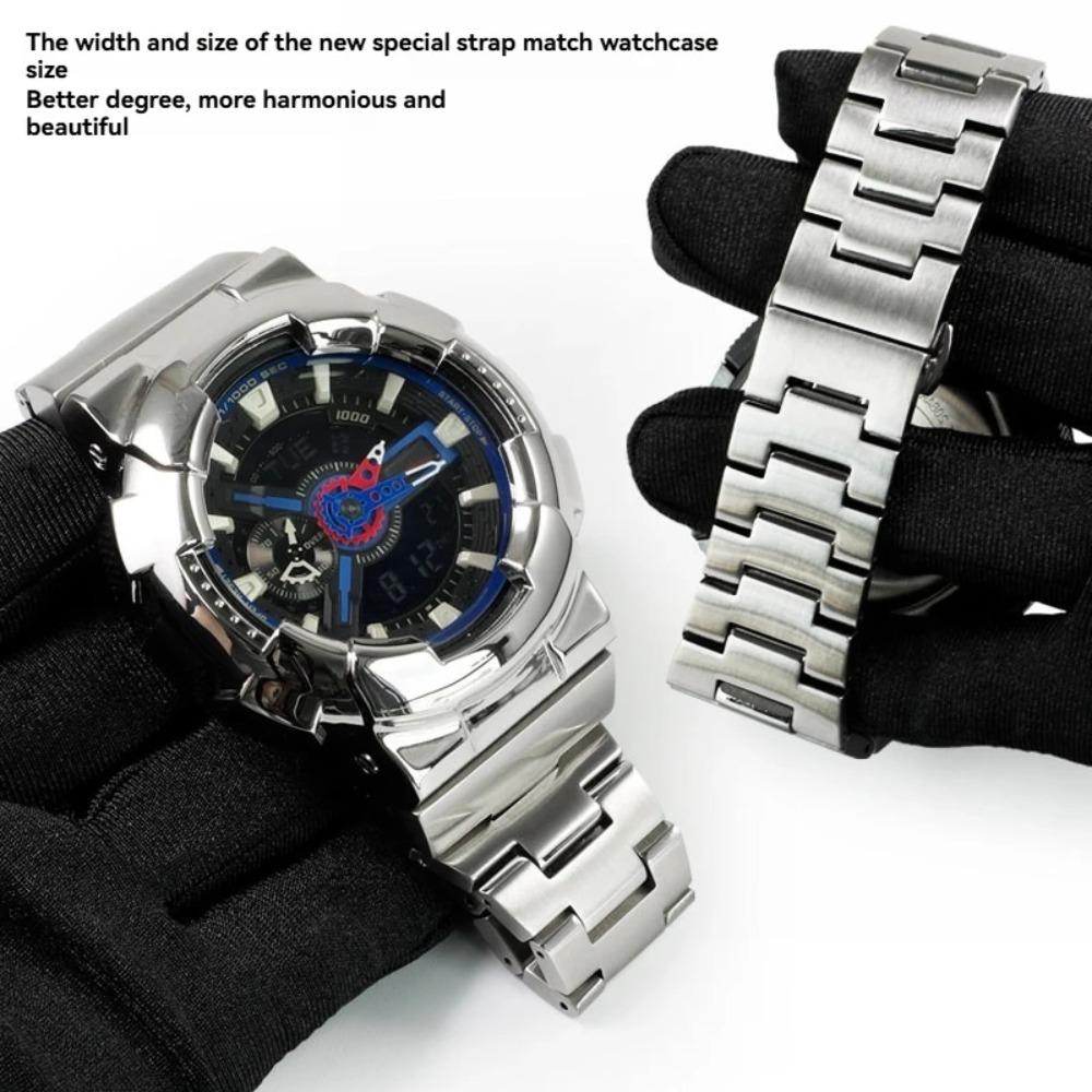 Stainless Steel Mod Kit For Casio G-SHOCK GA-110 GA-110GB GA-100 GA-120 Series Modified Black Warrior Metal Bezel Case Strap