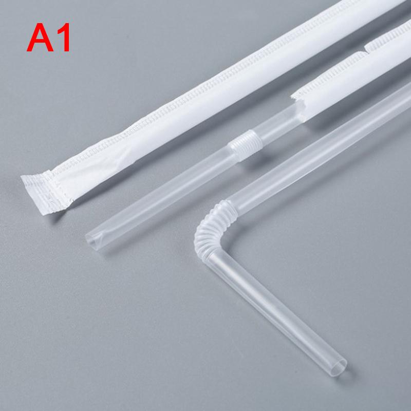 100Pcs Disposable Straws Flexible Plastic Straws With Individually Paper Wrapped