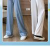 2025 Women's Checkered Wide-Leg Ice Silk Pants - Slim-Fit, High-Waisted, Draped, Summer & Spring