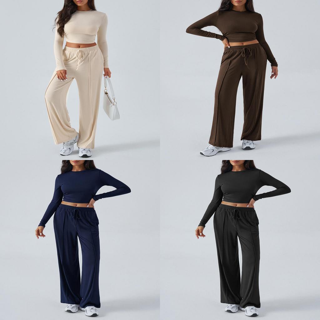 Pure Color Casual Pants For Women With Wide Leg Design For Autumn Winter Comfort