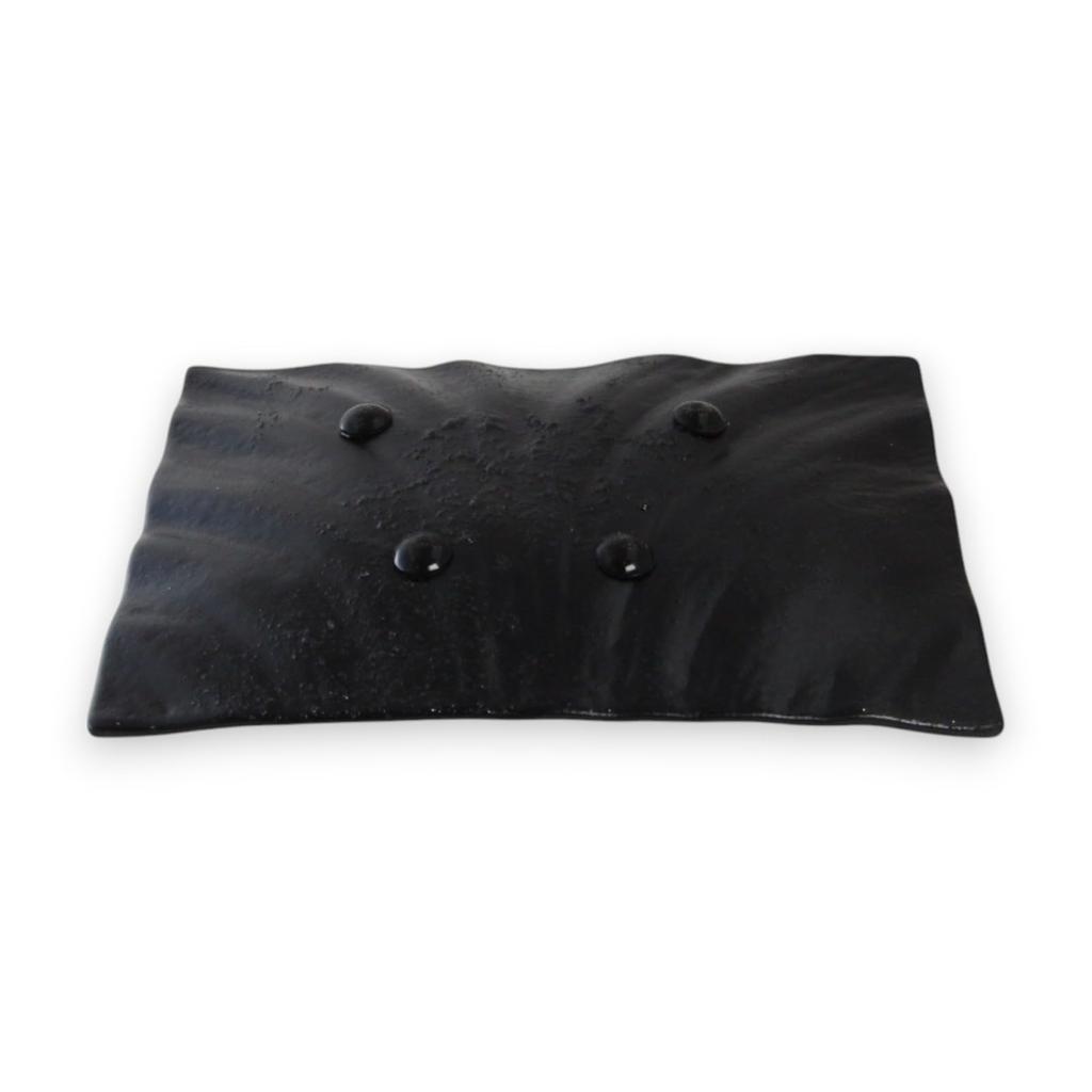 Nebula Glas Schwarz und 15cm J-kitchens Schale, Klein, Rechteckig, Gold,