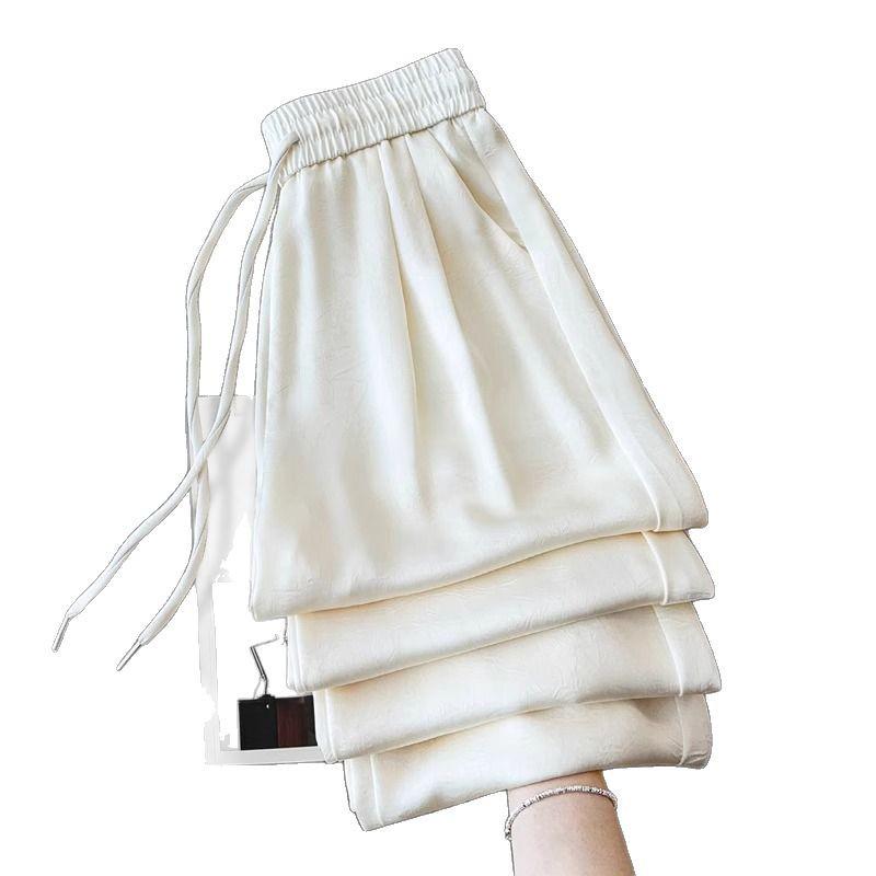 Beige Women's Wide-Leg Pants: Spring/Summer 2025 Lazy Style, Loose, Slimming & Comfortable.