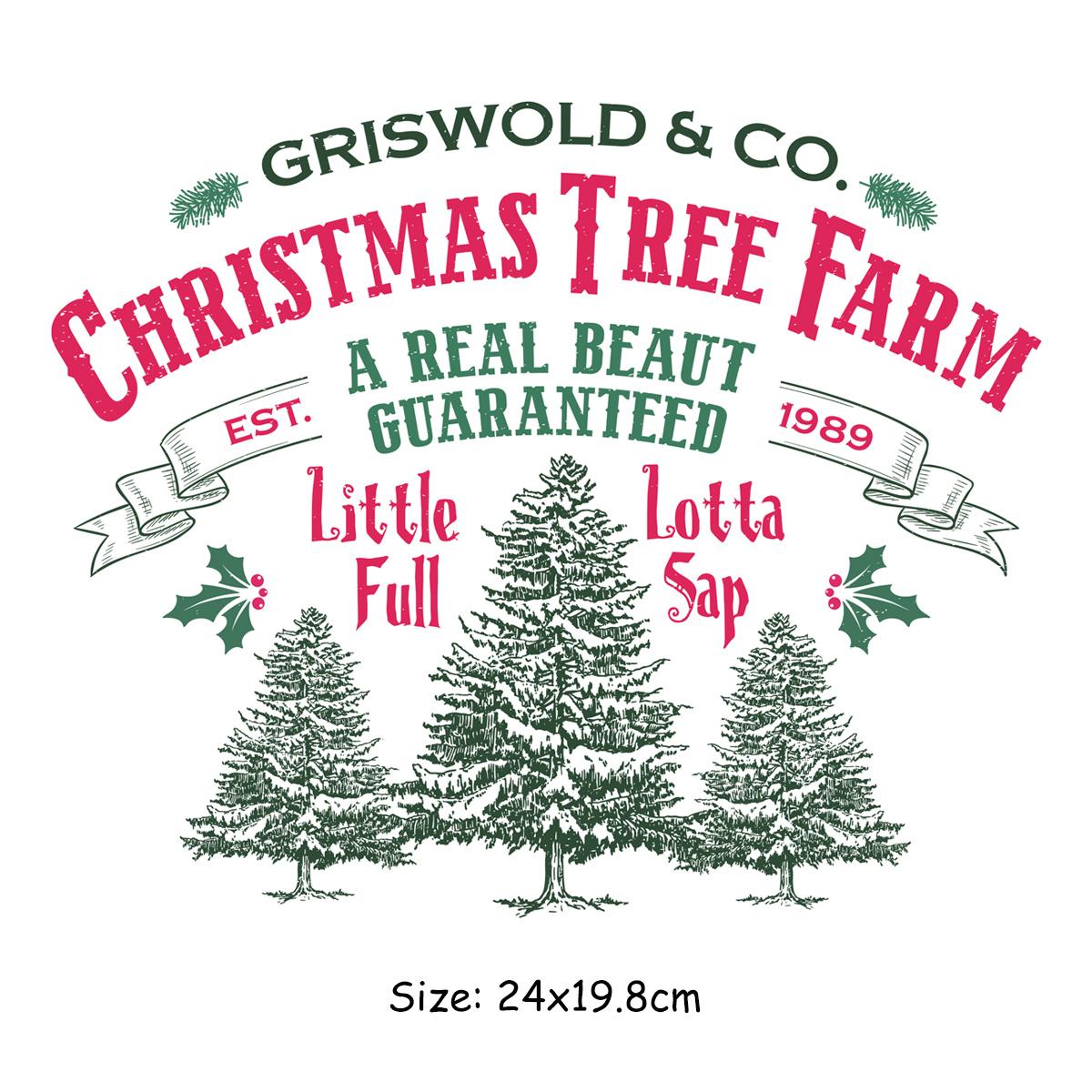 

Christmas Tree Farm Patches For Clothing Letters Holiday Clothes Stickers T-Shirt Heat Press Appliqued Diy Parches Ropa Patch