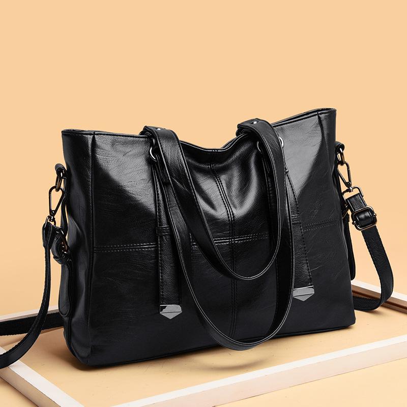 Luxury Women's Bag European and American Retro Mother Bag Women's Handbag Solid Color Large Capacity Texture Women's Shoulder Bag