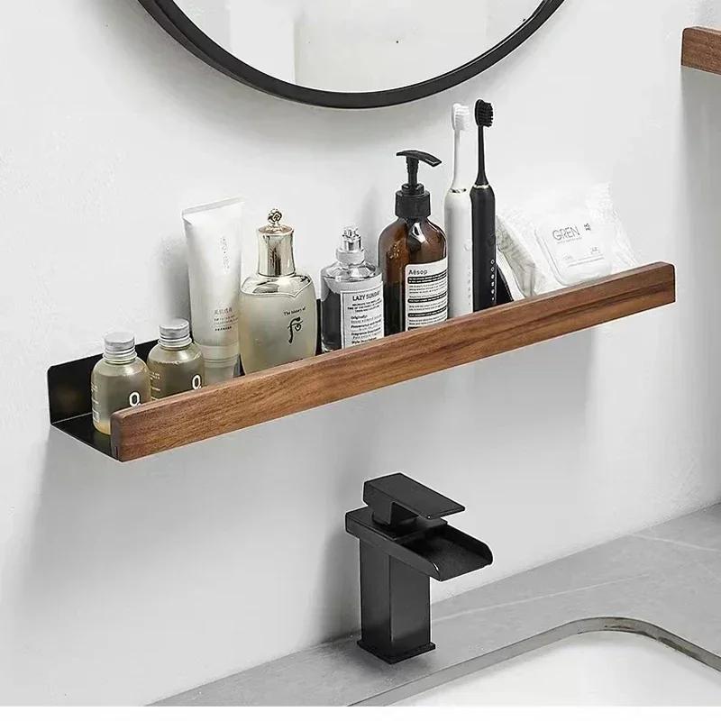 Wood Wall Mounted Shelf Wall Mounted Toilet Shampoo Holder Kitchen Shelf Shower Solid Wood Corner Shelves Organizer Storage Rack