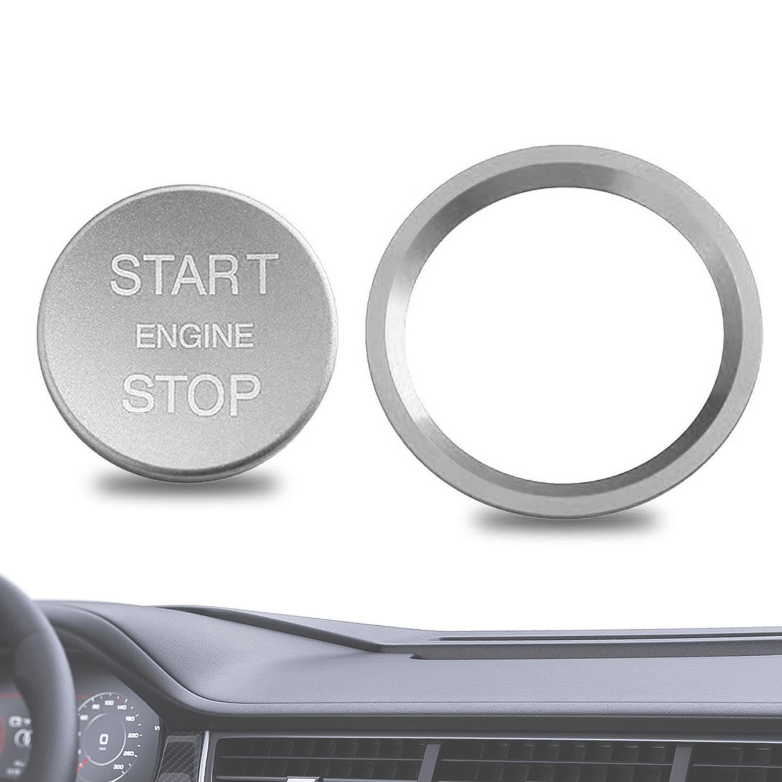 MLqkpwy Engine Button Cover Car Engine Start Button Cover Aluminum See description серебряный