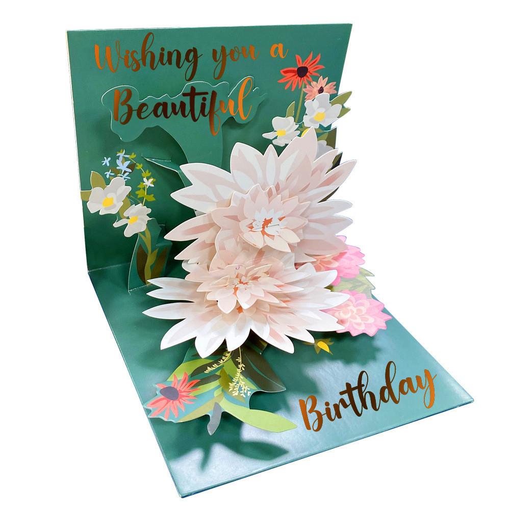 Valentines Day 3d Paper Flower Card With Gold Foil For Romantic Celebration And Gift Giving