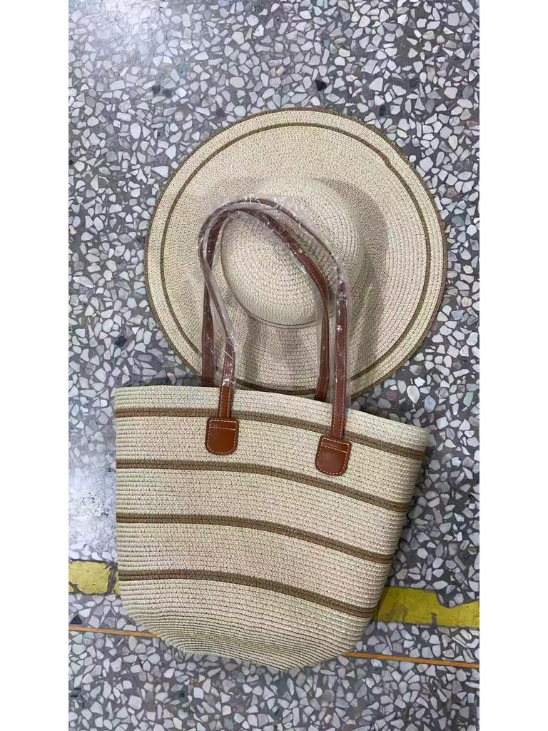 2024 Straw Hat & Handbag Set - Outdoor Travel, Sun Protection, Versatile High-End Fashion with Large Brim.