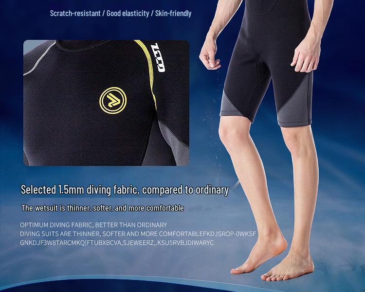 Men's 1.5mm Short Sleeve Wetsuit: Sun Protection, Warmth for Surfing, Diving, Snorkeling - Medium & Large