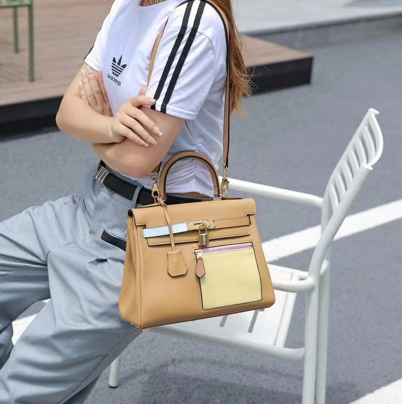 Nuova borsa da mendicante tascabile a colori abbinati, primo strato di pelle bovina, pelle swift 2528, borsa da donna alla moda