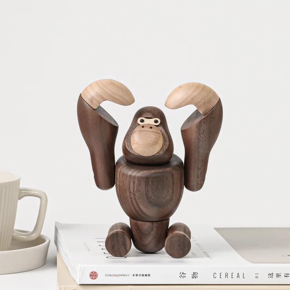Nordische Holz King Kong Puppen Gorilla Figuren Hängender Affe Heimdeko Zubehör Braune Handwerkskunst Schmuckstück Mann Geschenke