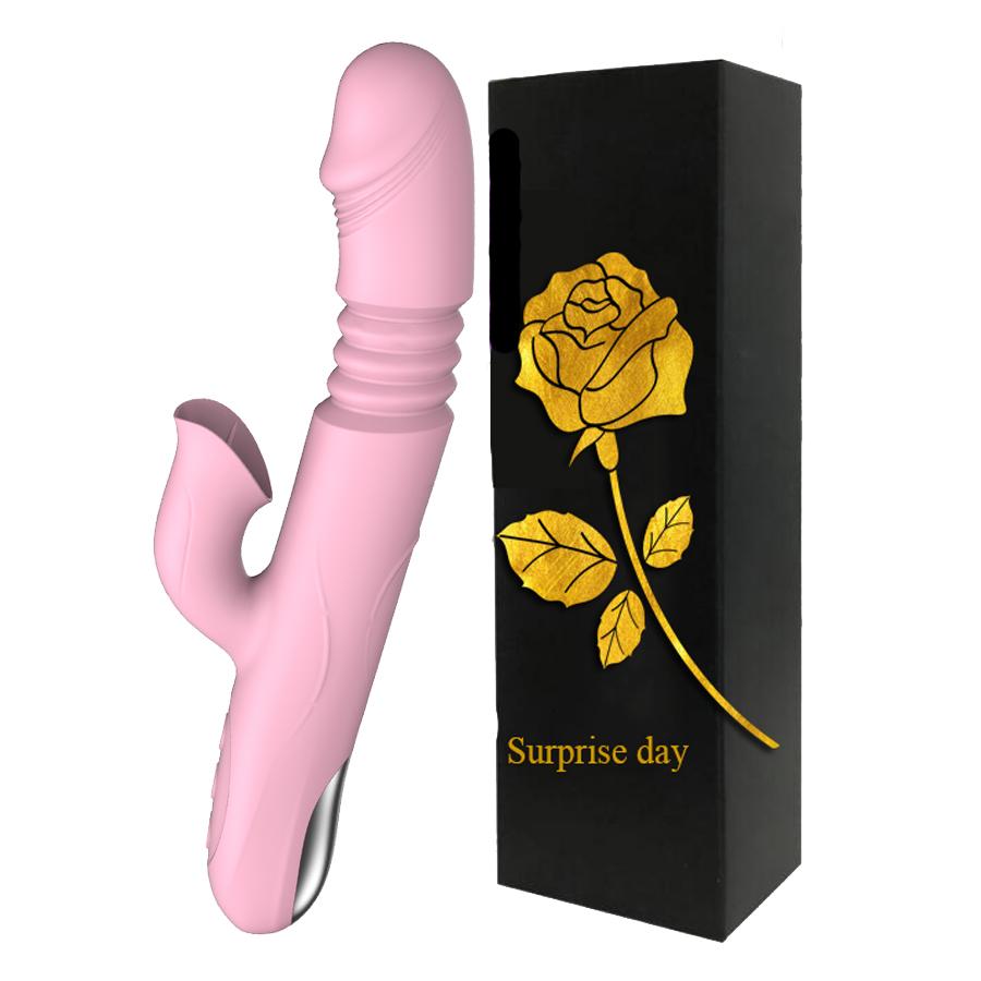 Double Tongue Vibrating Dildo with Warming Telescopic Rotating Vibrators for Woman Anal Vaginal Clitoris Stimulator Sex