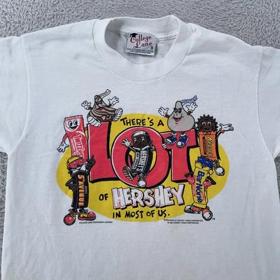 Vintage Hershey Shirt Mens Small White Candy Chocolate Graphic 1995 90s Cartoon