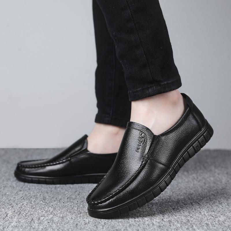 [Real First-layer Cowhide] High-end Men's Business Casual Leather Shoes, One-pedal Lazy Shoes, Driving Shoes