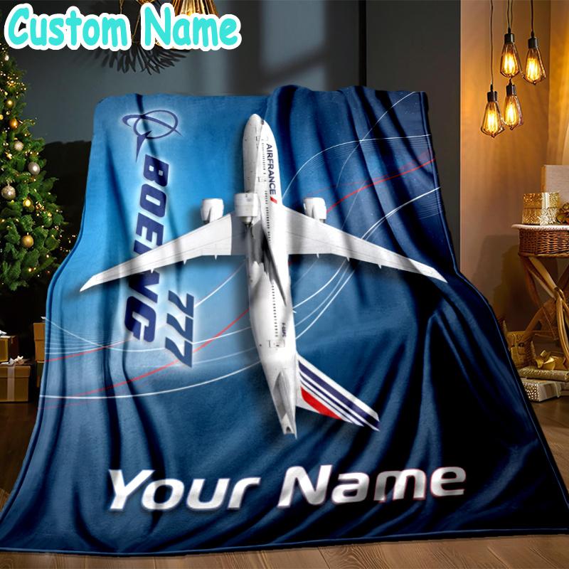 Custom Name Boeing Throw Blanket - Perfect for Couch, Bed, Office, and outdoor Travel - Ideal Gift for Christmas & Holidays