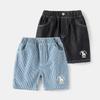 Kids Summer Vertical Stripe Pants K-style Boy Denim Pure Color Fifth Pants Boy Baby Casual Puppy Skateboard Shorts