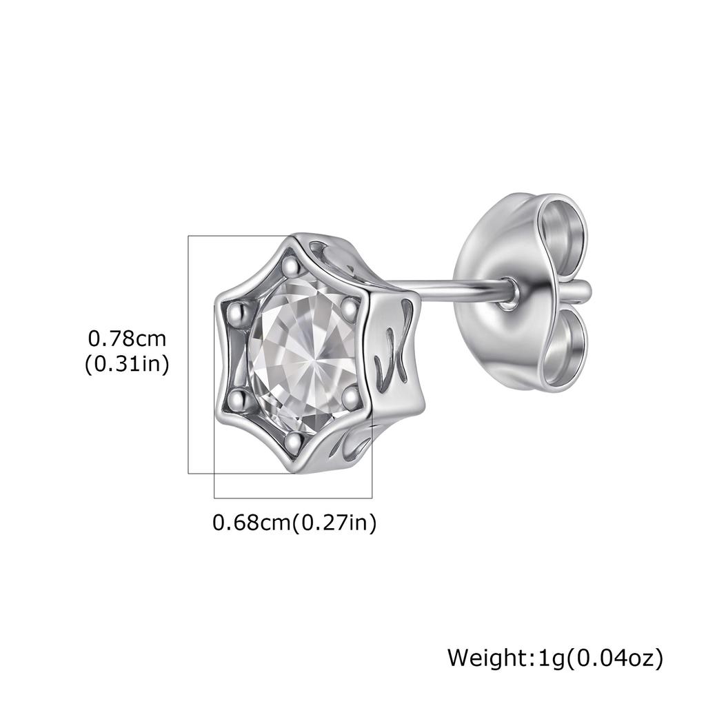 Hip Hop Star Stud Earrings for Men Women,Silver Color Zircon Star Tiny Stud Earrings,Minimalist Ear Hole Care Accessories Gifts