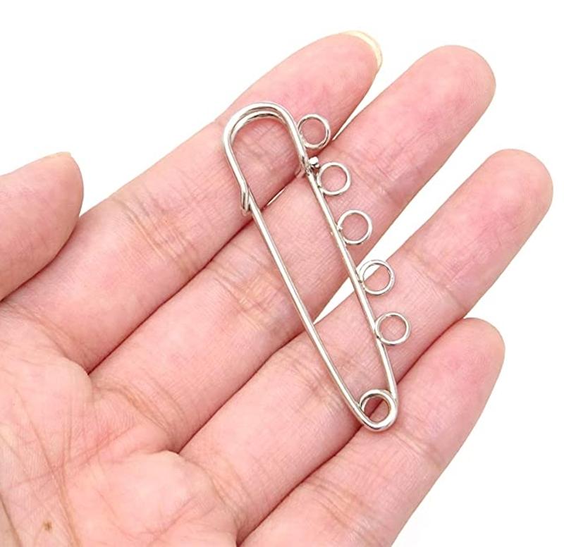 10x Metal Kilt Pin Brooch Clasp 5 Holes Safety Pins Brooch Findings for Arts Sewing Crafts 5x1.5cm Fashion Jewelry Gold