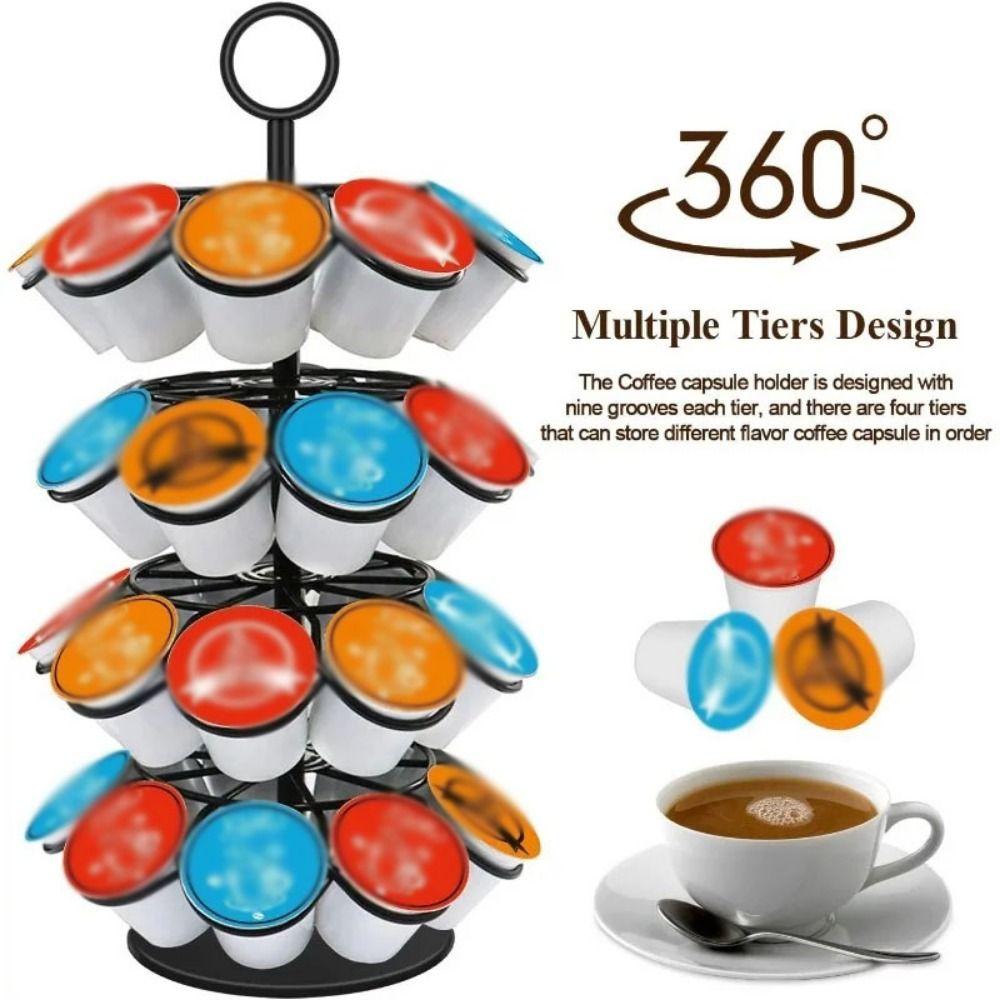 360 Degree Rotates Rotatable Coffee Pod Holder Holds 36 Pods Capsule Display Rack Cafe Shop