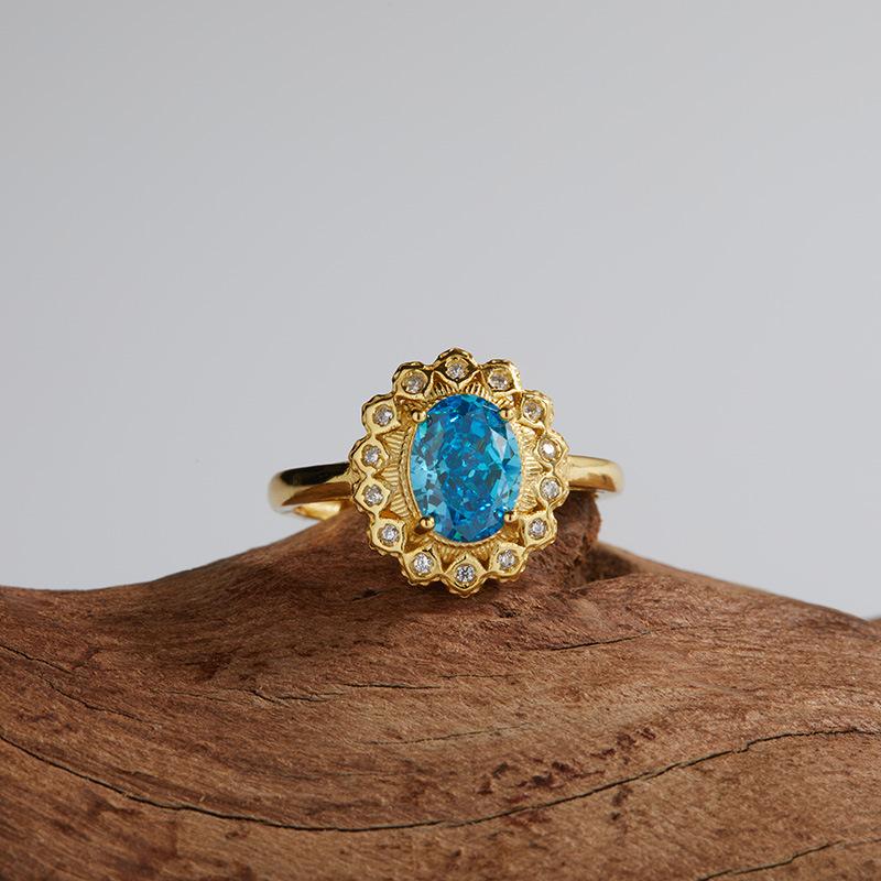 S925 Sterling Silver With High Carbon Diamonds Ice Flower Cut Ring Women'S Flower Multi-Color Ring Colored Treasure