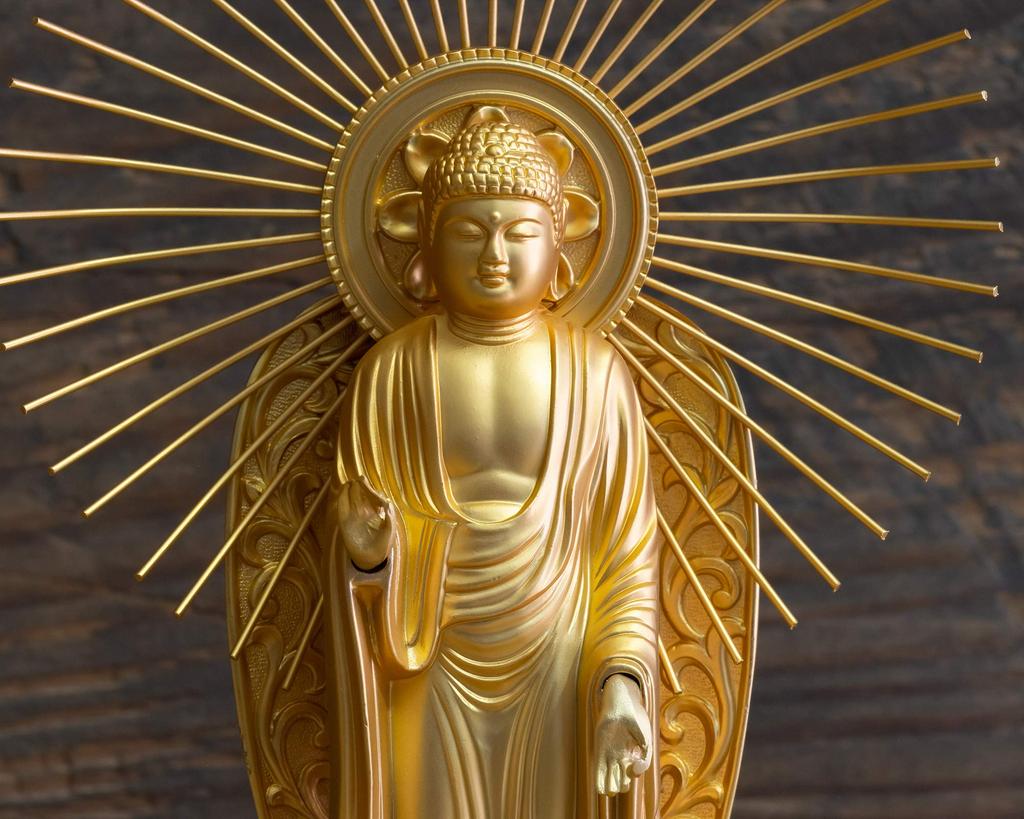 Amitabha Buddha gold Shuun Shinshu Honganji Takaoka bronzeware Buddha statue, 15.7cm (24k plated), sculptor Makita, model "Jodo (West)", (Amitabha