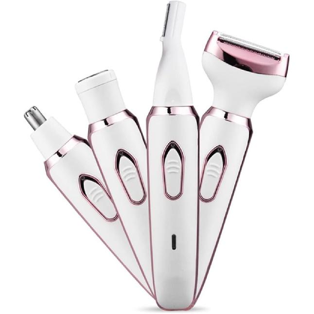 Electric Razor for Women,Hair Trimmer for Face Nose Eyebrow Beard Mustache Arm Leg Armpit Bikini,Painless Rechargeable Portable 4 in 1 Womens Body