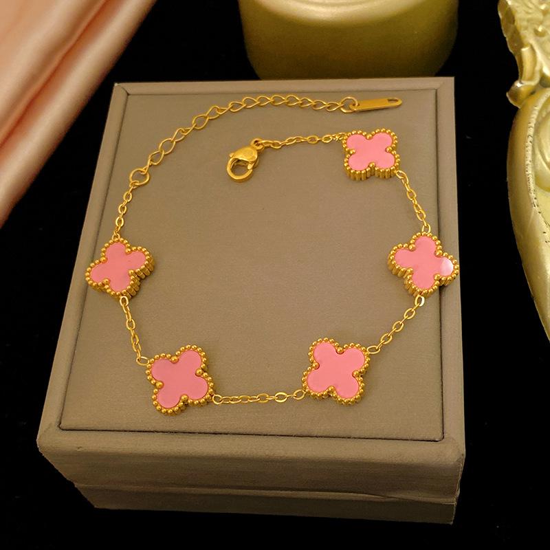 Lucky Four-Leaf Clover Bracelet - Colorful, Light Luxury, High-End Feel, Pairs with Necklace & Earrings