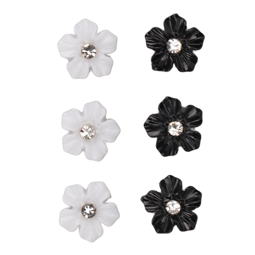 3D Blumen Nagelkunst Dekorationen Schwarz Weiß 5 Blütenblatt Blume Nagel Ornamente für DIY Nageldekoration