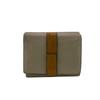 By Color Leather Vertical Small Tri-fold Wallet Beige Leather Women Used