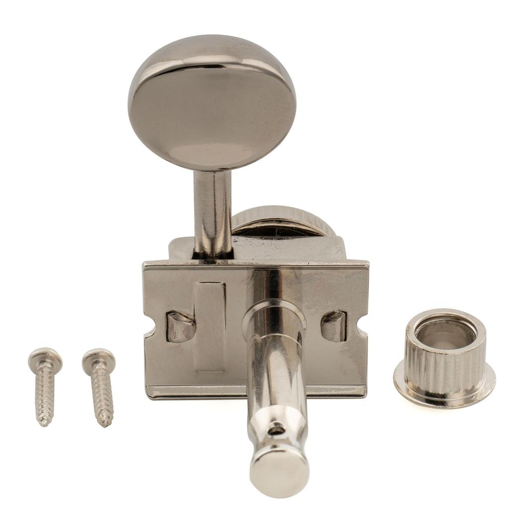 Musiclily Pro R18T Locking Gear Vintage Kluson Oval Nickel für und Telecaster E-Gitarren 6-in-line Linkshänder Halbgeschlossene Mechaniken, 18:1 Übersetzung,