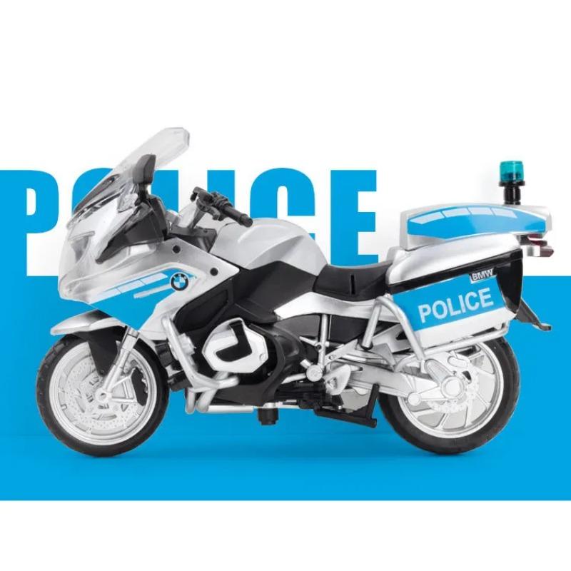 1/12 BMW R1250RT-P Police Simulation Alloy Motorcycle Model Shock Absorbers Sound and Light Collection Toy Car Kid Gift
