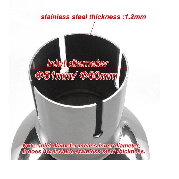 1 Piece 114mm Outlet Universal Modification Car Accessories Silver Curly Flange Muffler Exhaust Stainless Steel Tip End Pipe