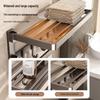 No-Drill Foldable Bathroom Towel Rack with Hooks and Storage Shelf