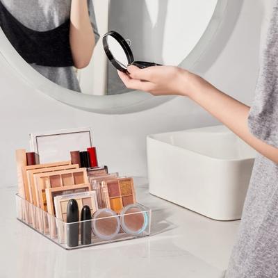 Scatola portaoggetti per cosmetici, design trasparente, scomparti multipli, grande capacità, organizer per trucchi, 7 sezioni, diviso in scomparti, contenitore trasparente