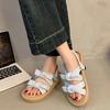 Fashion Clear Heels Female Sandal All-Match Flat Summer Shoes Woman Girls Outside Without Bow 2025 Comfort Slipper Slides  Clear Heels F