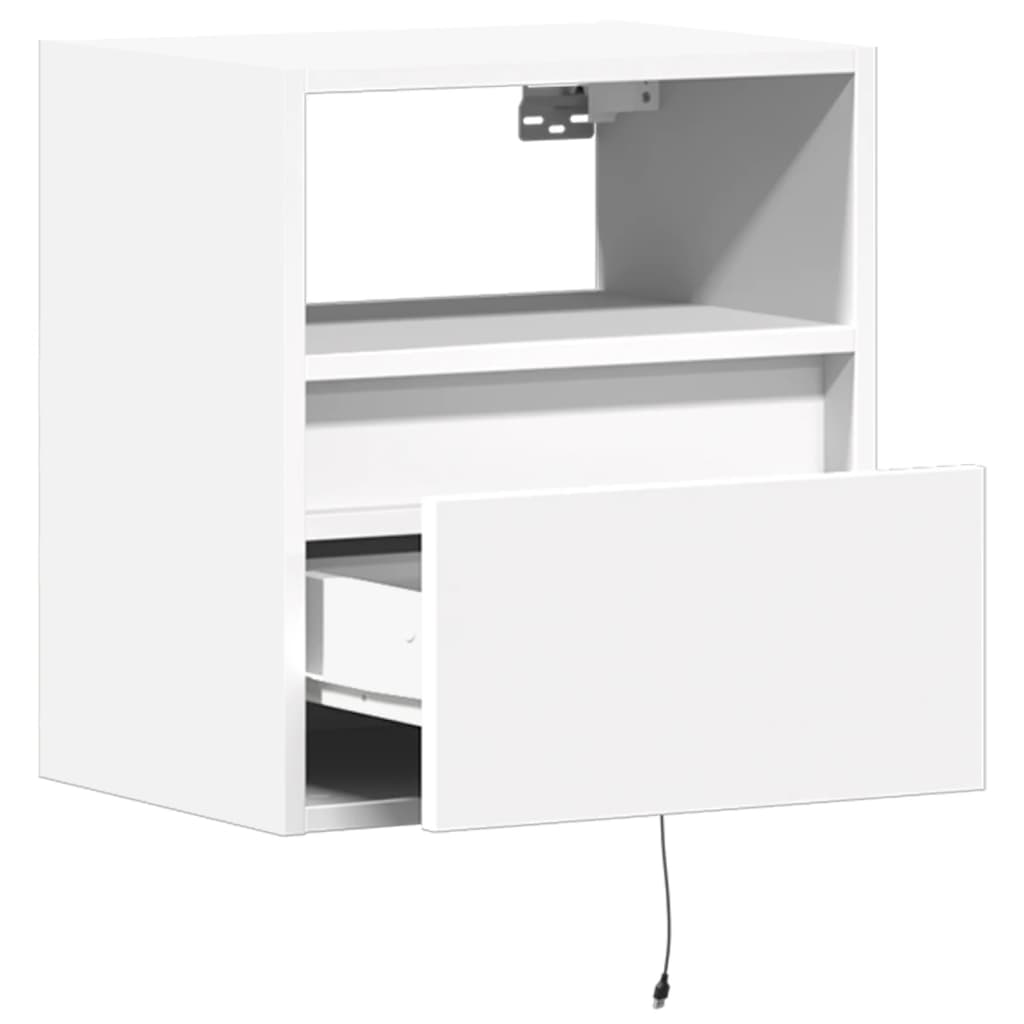 Wall Mounted TV Cabinet with LED Lighting White 41 x 31 x 45 cm
