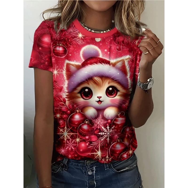 Summer Animal Wolf  T-Shirts Women's Round Neck Short Sleeve T Shirt Oversized Harajuku Tees Y2k Tops Female Clothing