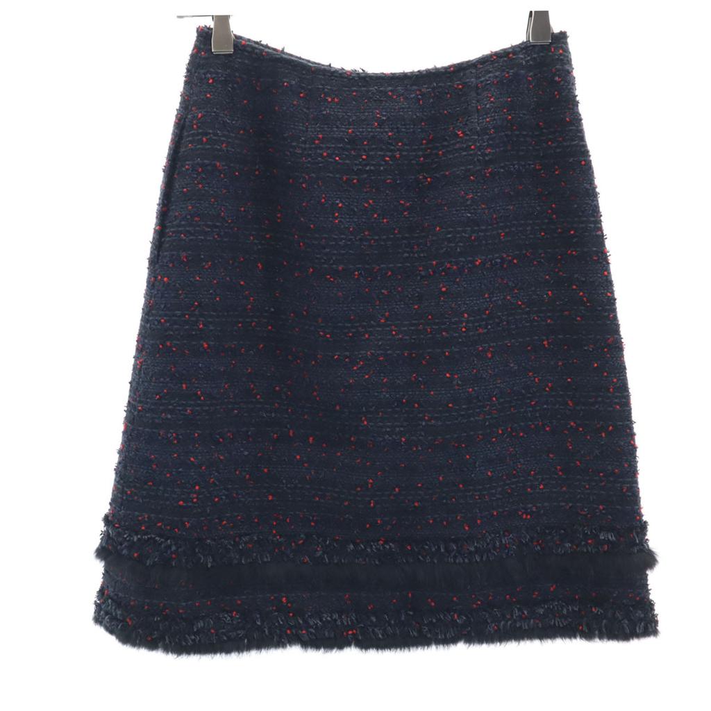 Rene made in Japan Minirock aus Tweed 36 Navy System TISSUE Damen Gebraucht