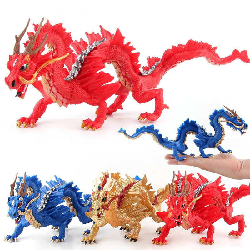 Solid Chinese Dragon, Dragon Model Toy Ornament, Beast Auspicious Dragon, Golden Dragon Collection Educational Toys