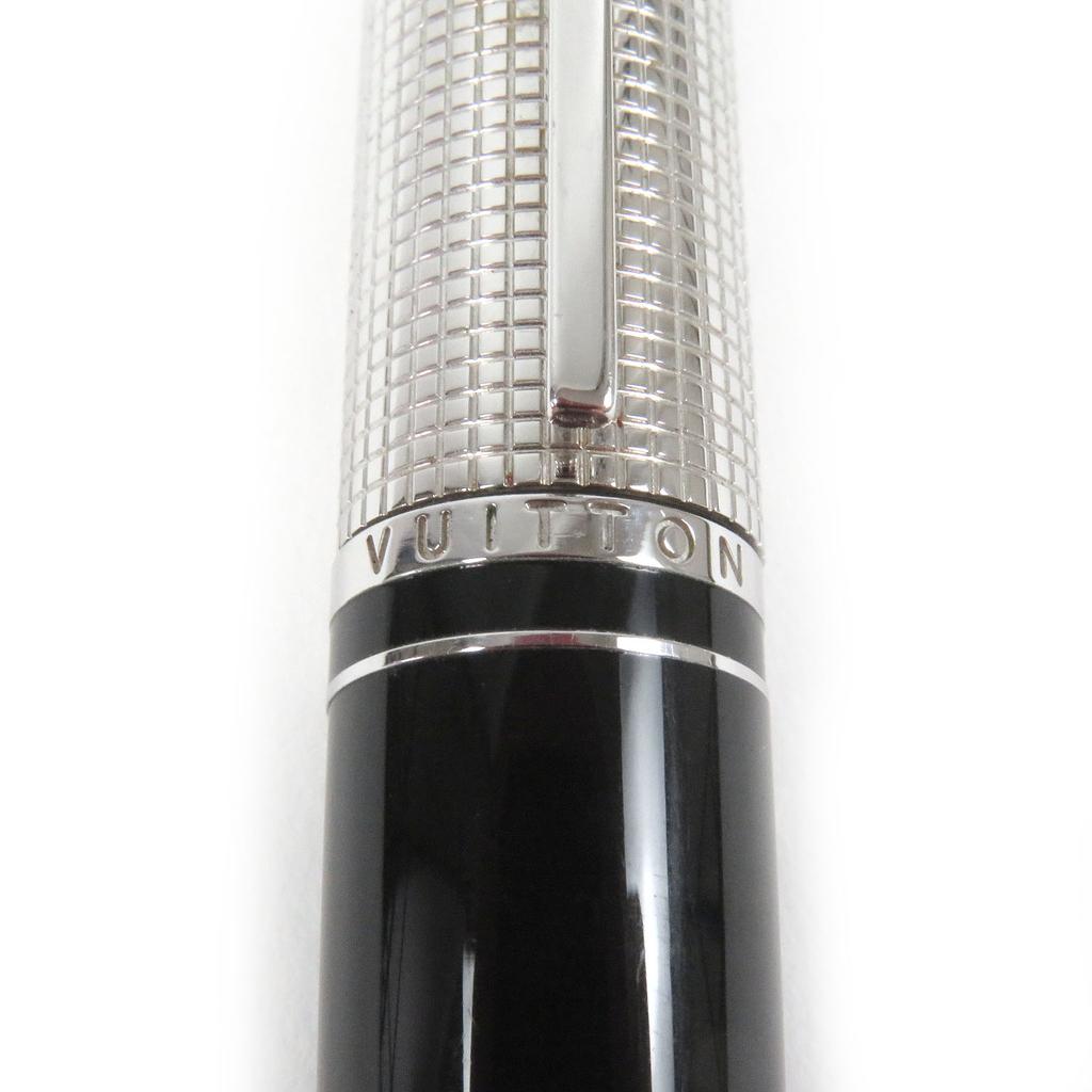 Great LOUIS VUITTON Ballpoint Pen Dock Lacquer Twist Type Black Silver Mens Used