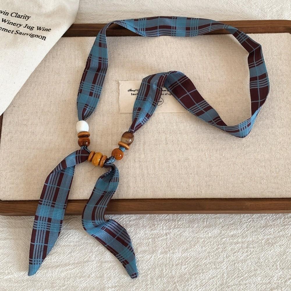 Print Pattern Beaded Scarf Leopard Print Sweater Chain Elegant Scarf Necklace  Women