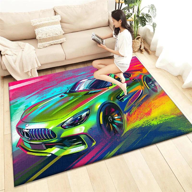 HD Racing Printed Carpet Anti Slip Living Room Rug, Sofa Mat & Chair Cushion Picnic Camping Lounge Mat for Home Decor