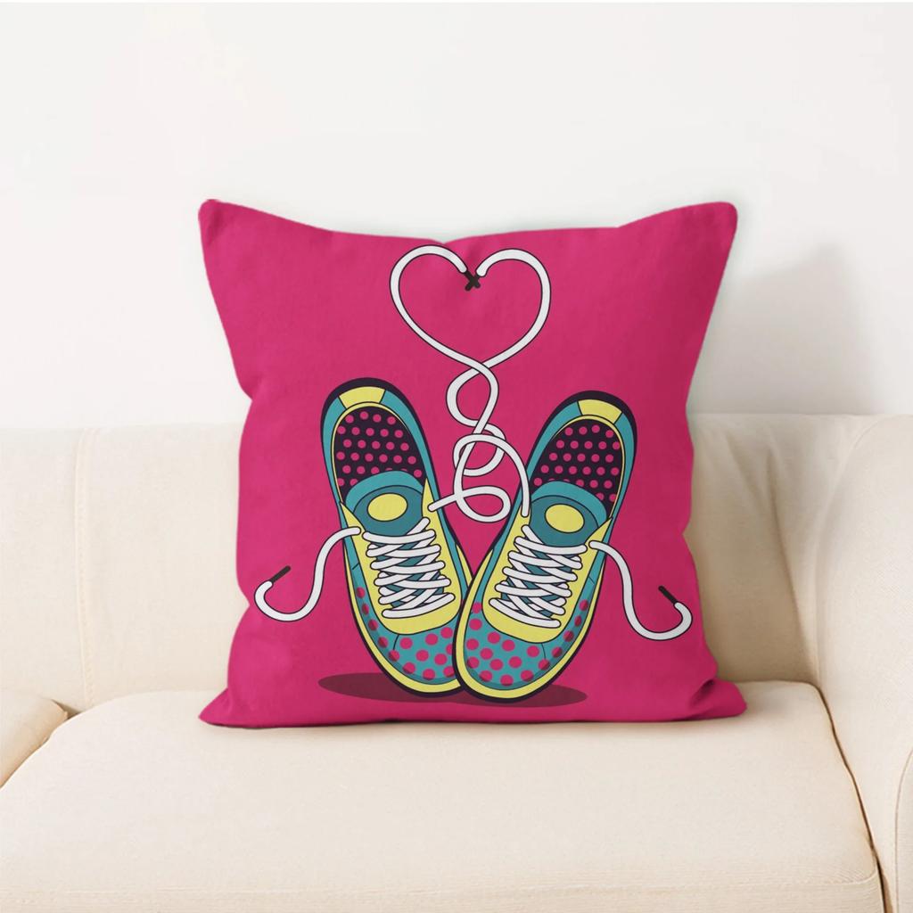 Einfache Heimdekoration Kissen Quadratische Auto Rückenlehne Cartoon Buchstaben Kissen Trendiger Kissenbezug