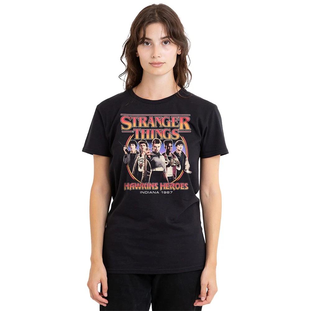 Stranger Things Hawkins Heroes Group 1987 Womens T-Shirt S-2XL, Black 2XL