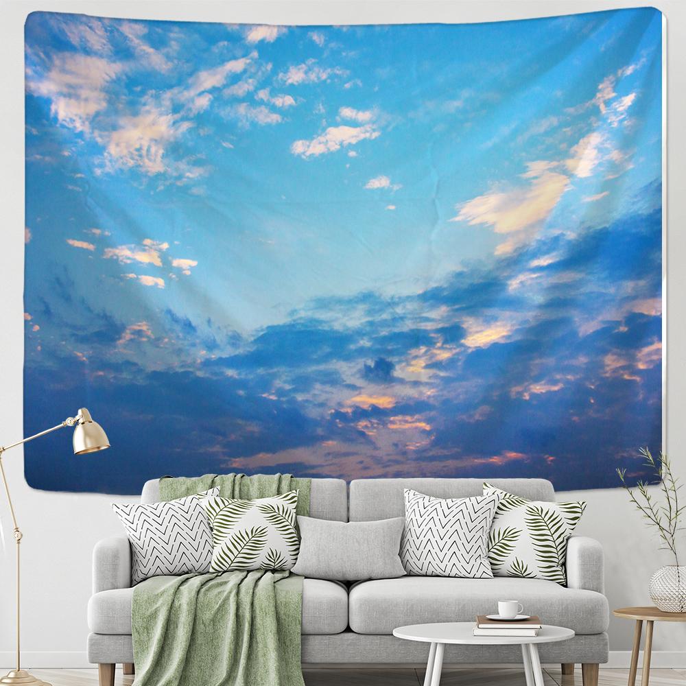Sun Clear Sky Clouds Tapestry Wall Hanging Blue Sky Clouds Bedspread Dorm Cover Beach Towel Backdrop Home Room Wall Art Decor