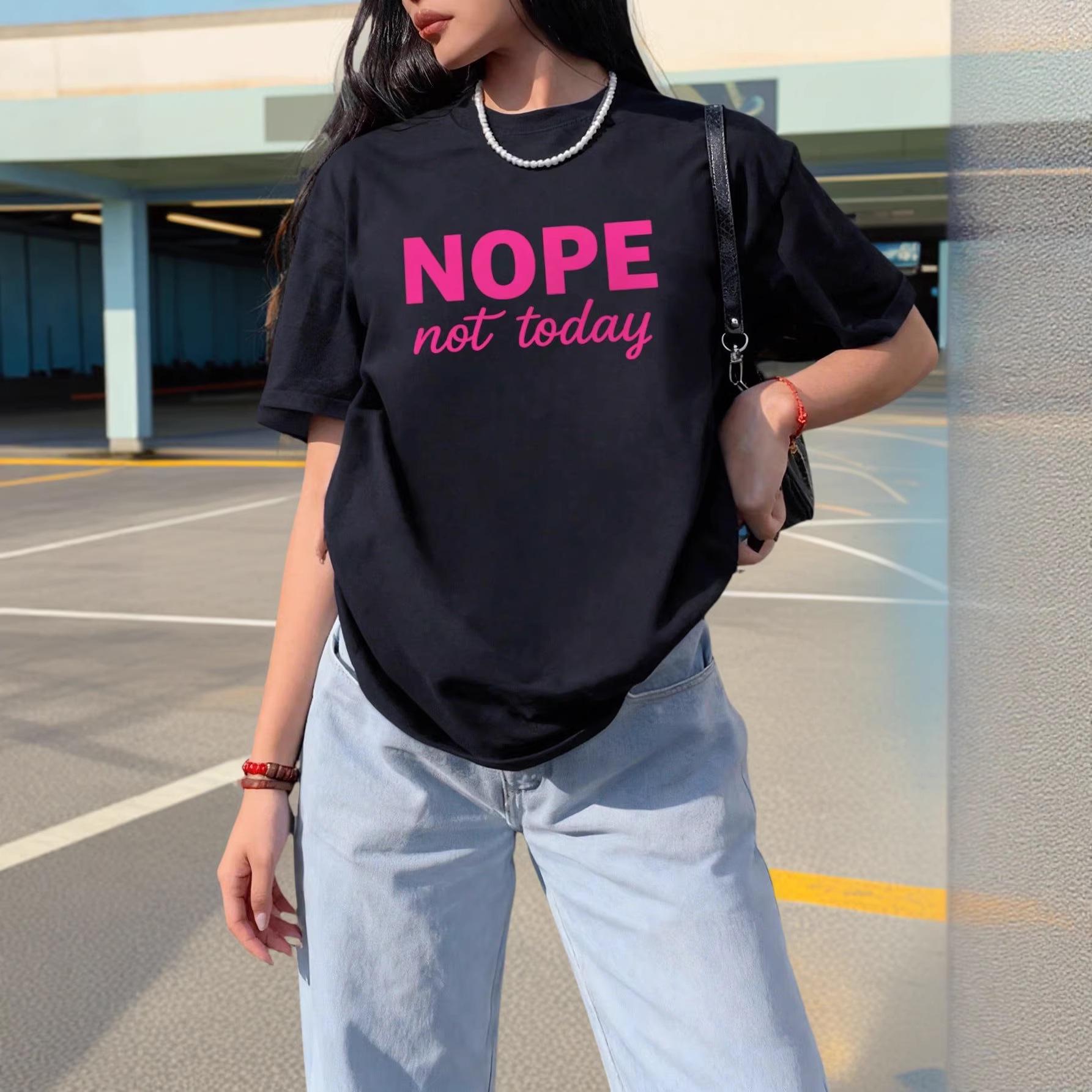 American Lazy Style Letter Print Short Sleeve Loose Casual T-shirt Small чёрный