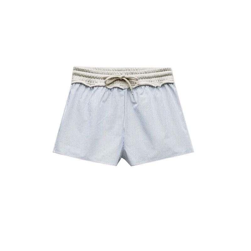 

Весна НОВЫЙ круглый вырез Короткий рукав Принтованная короткая толстовка 0264361 Шорты пэчворк из поплина 0085362 Shorts L