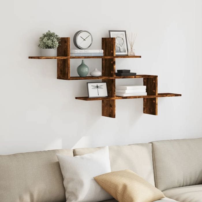 VidaXL Étagère murale chêne fumé 124,5x18x60,5 cm bois d'ingénierie 853267