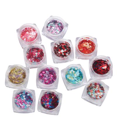 12pcs/set Heart Shape Sequins Shiny Tips Manicure DIY Art Decoration