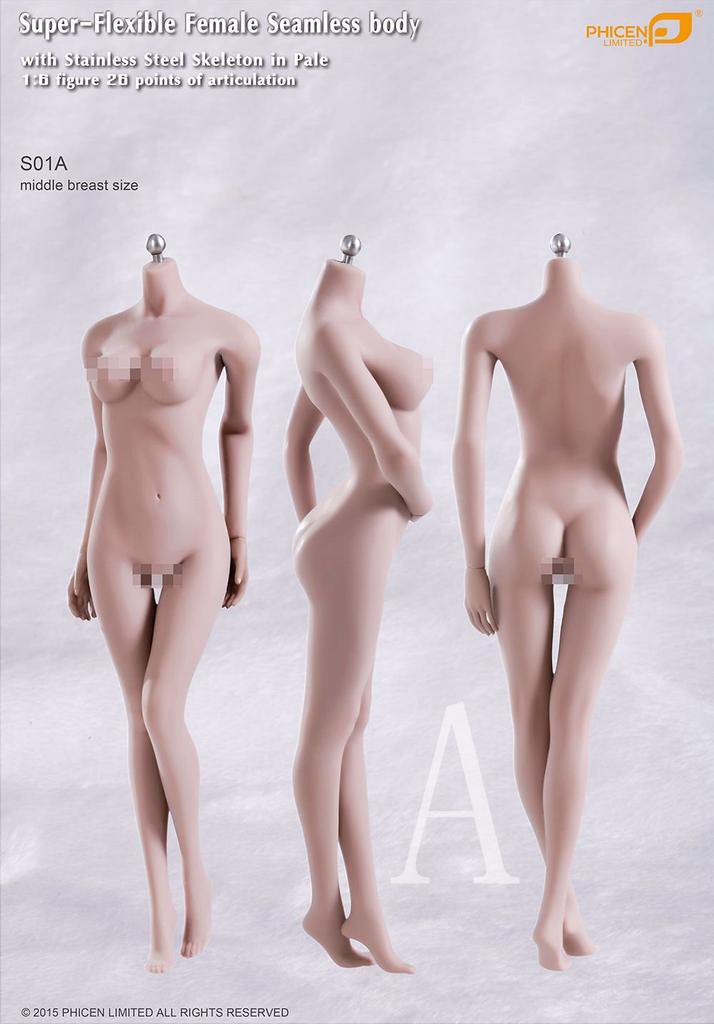 TBLeague Scale Super Flexible Seamless Female Pale Bust Size M 1/6 Body, Skin, (S01A)